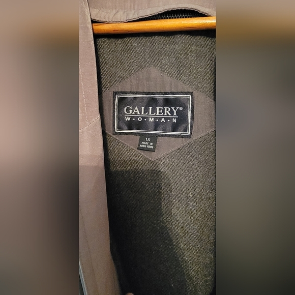 Shiny green vintage GALLERY W•O•M•E•N long jacket women’s size 1X - Picture 5 of 8